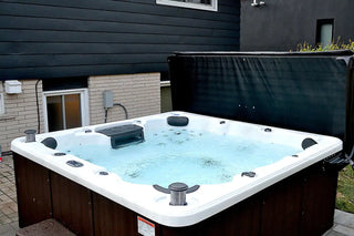 Cellar House hot tub: Sound Oasis. Unwind and experience ultimate relaxation with our 7-person hot tub surrounded by tranquil natural scenery.
